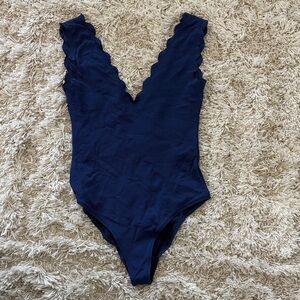 Marysia Swim Palm Springs Maillot Blue Scalloped Swimsuit Size M